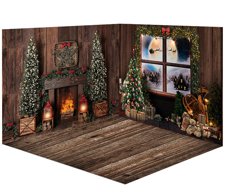 Avezano Christmas Photography Backdrop Scene Room Set-AVEZANO